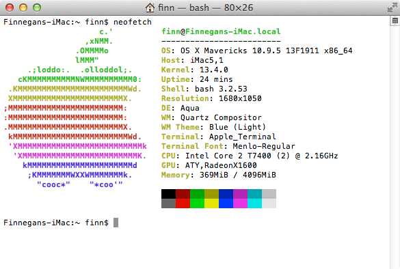 Neofetch from late 2006 iMac