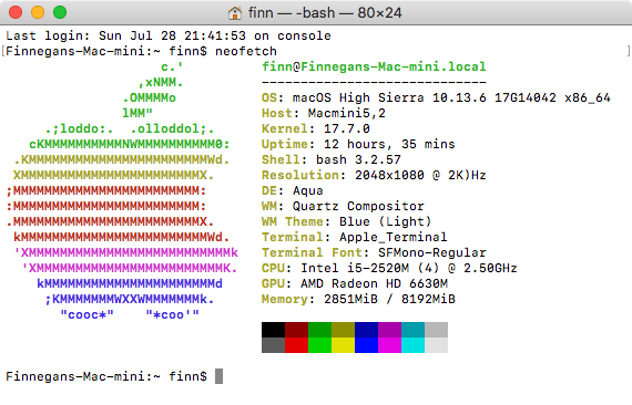 Neofetch from my Mac Mini