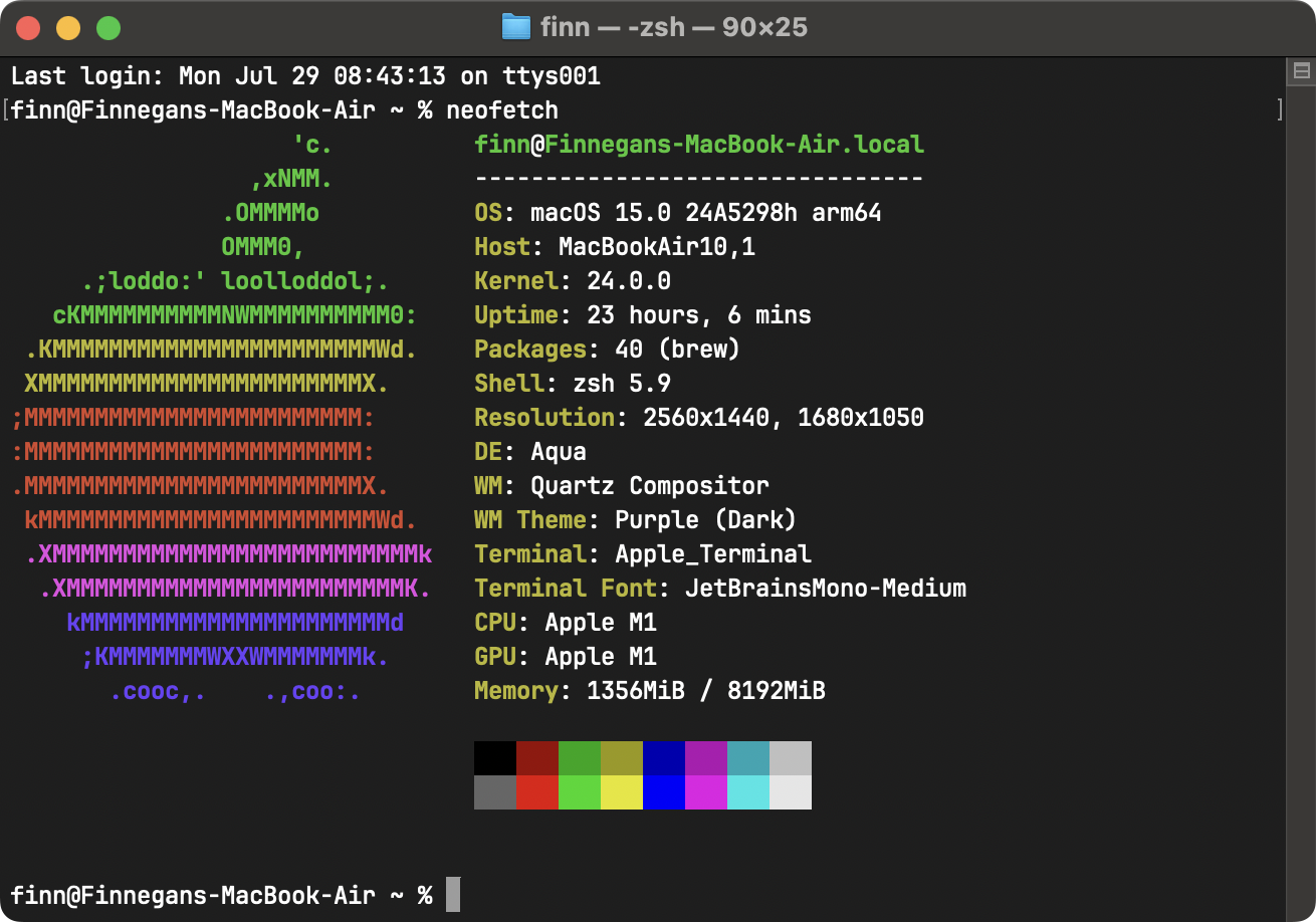 Neofetch from my 2020 MacBook Air